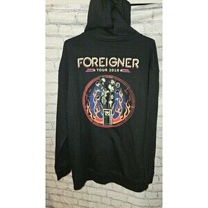 Men's 2XL Tour 2018 Foreigner Zippered Hooded  Sweatshirt Hoodie NEW